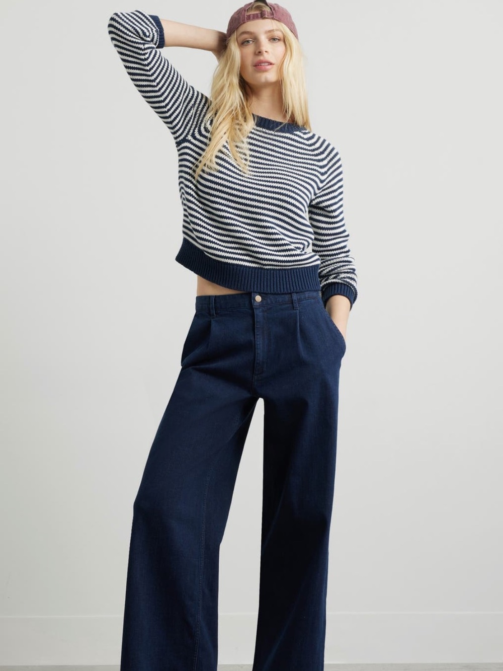 Caslon Stripe Pima Cotton Sweater Size XS